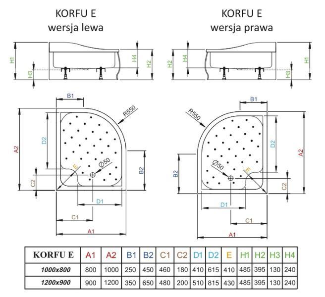 Душовий піддон Radaway Korfu Е 100x80 (4E81400-03L) лівий 208582 фото