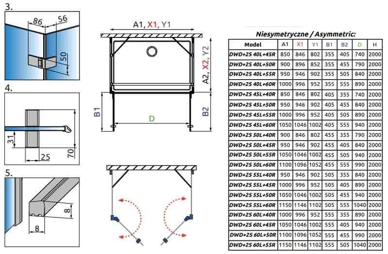 Душова кабіна Radaway Arta DWD+2S 100x90 (386052-03-01L+386052-03-01R+386111-03-01+386111-03-01) профіль хром/скло прозоре 267921 фото
