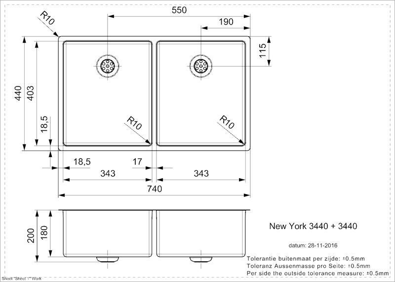 Кухонна мийка Reginox New York 34x40+34x40 IFU (полірована) 270979 фото