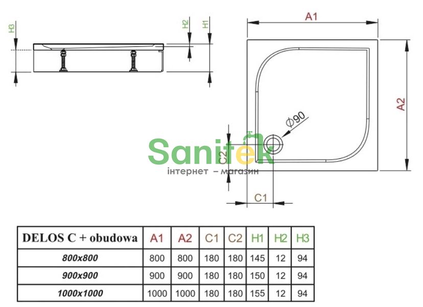 Душовий піддон Radaway Delos C 100x100 (4C11170-03) 208806 фото