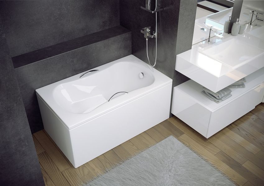 Ванна акриловая Besco Aria Rehab 120x70 (WAR-120-PA) без ножек с отверстиями под ручки 371266 фото