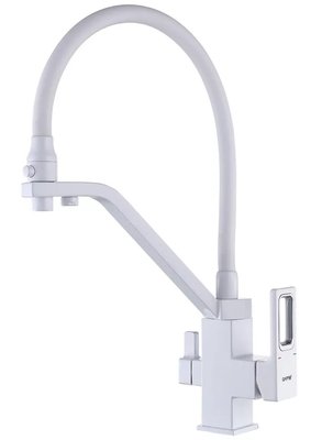 Змішувач для кухні Gappo G4317-8 з душем та підключенням питної води (білий/хром) 927231 фото