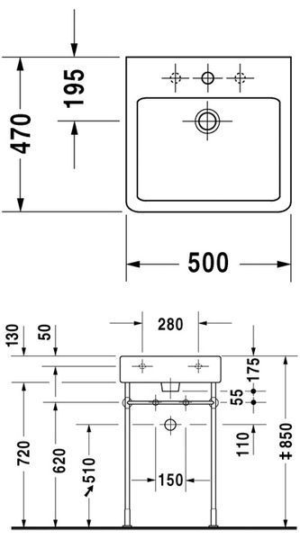 Умивальник Duravit Vero 50x47 см 0454500073 157368 фото