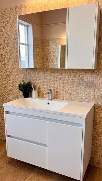 Тумба з умивальником Fancy Marble (Буль-Буль) Wega 900L Edisson (біла) 1007287 фото