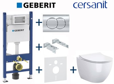 Комплект інсталяції Geberit Duofix 458.126.00.1+115.107.21.1 з унітазом Cersanit Zen Clean On з сидінням Soft Closing 697018 фото