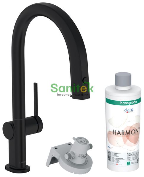 Змішувач для кухні Hansgrohe Aqittura M91 FilterSystem 210 76801670 з душем та підключенням питної води (чорний матовий) 540747 фото