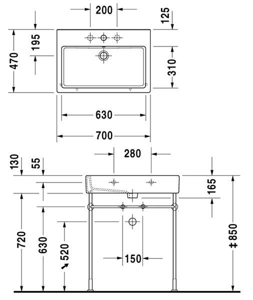Умивальник Duravit Vero 70x47 см 0454700079 157404 фото