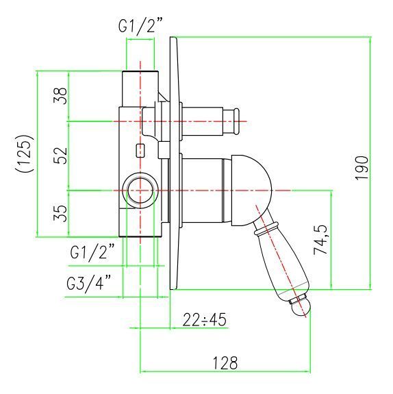 Змішувач для ванни та душу Fiore Imperial 83ZZ5134 прихованого монтажу (бронза/кераміка) 239487 фото