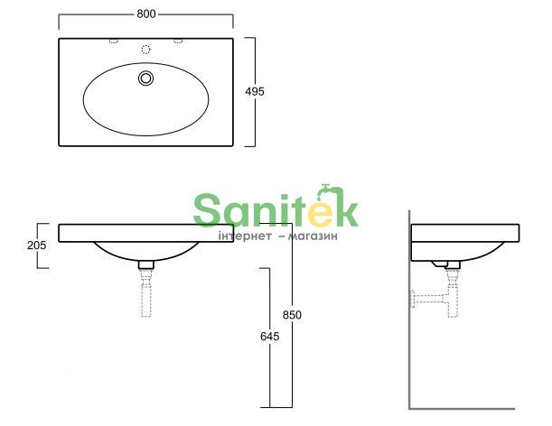 Умивальник Simas LFT Spazio 80x50 см LFT44 130158 фото