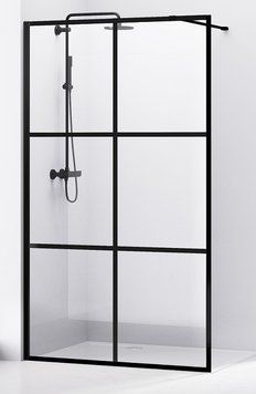 Боковая стенка Volle Walk-In Malla Negra 100 (18-08-100black set) чёрный профиль/стекло прозрачное с держателем 271342 фото