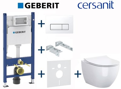 Комплект инсталляции Geberit Duofix 458.126.00.1+115.119.11.1 с унитазом Cersanit Zen Clean On с сиденьем Soft Closing 697024 фото