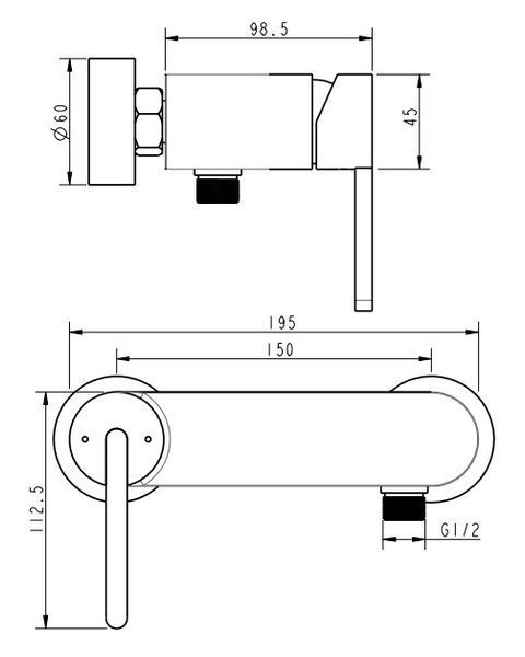 Змішувач для душу Devit Laguna 84126110B (чорний) 311919 фото