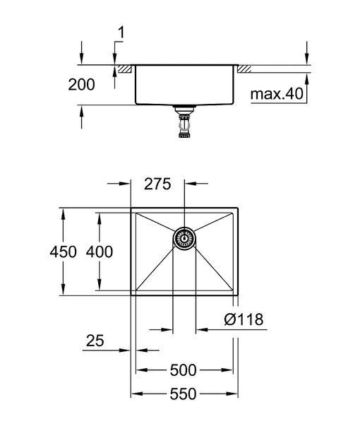 Кухонная мойка Grohe K700 55x45 (31726SD0) 278751 фото