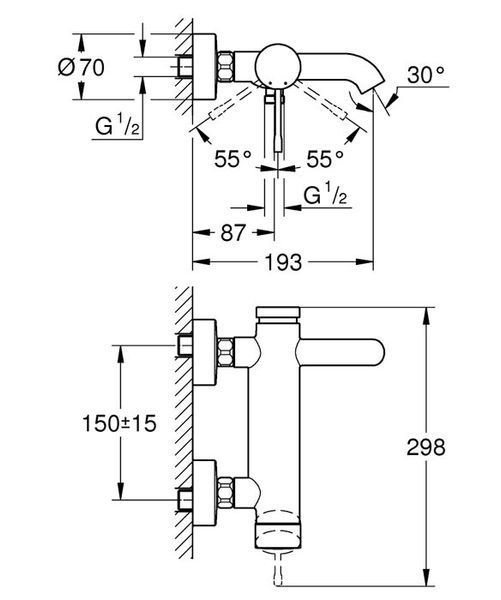 Смеситель для ванны Grohe Essence New 25250001 (хром) 538475 фото