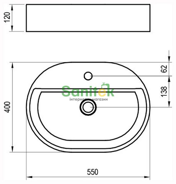 Умывальник Ravak Ceramic Slim Shelf O 550x400 мм (XJX01155003) 685623 фото