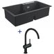 Гранітна мийка Grohe K500 86x50 (31649AP0) чорний + змішувач для кухні Grohe Minta 32917KS0 (чорний бархат) 424419 фото 1
