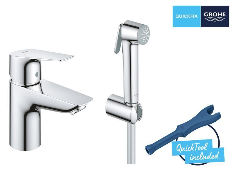 Змішувач для умивальника Grohe Start Edge 23773001 з гігієнічним душем (хром) 553376 фото