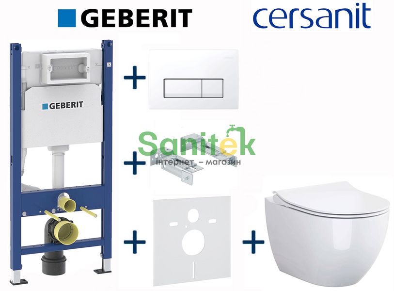 Комплект інсталяції Geberit Duofix 458.126.00.1+115.119.11.1 з унітазом Cersanit Zen Clean On з сидінням Soft Closing 697024 фото