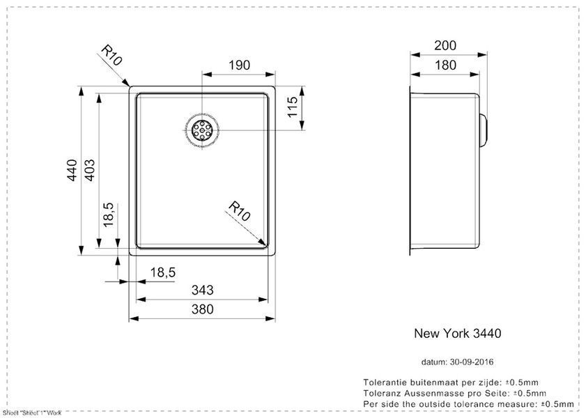 Кухонна мийка Reginox New York 34x40 IFU (полірована) 270981 фото