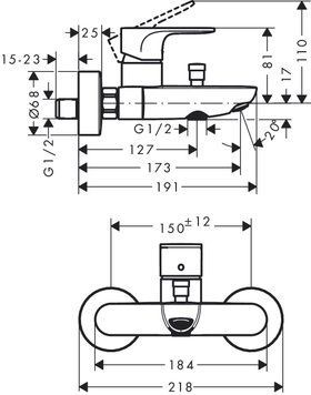 Змішувач для ванни Hansgrohe Rebris S 72440670 (чорний матовий) 546764 фото