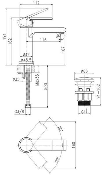 Смеситель для умывальника Cersanit Brasco S951-227 (хром) 862085 фото