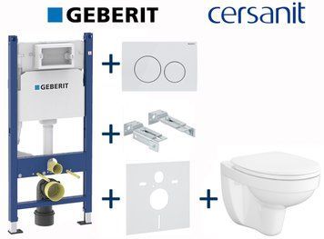 Комплект инсталляции Geberit Duofix 458.126.00.1+115.127.11.1 с унитазом Cersanit Cersania Simple On с сиденьем Soft Closing 696791 фото