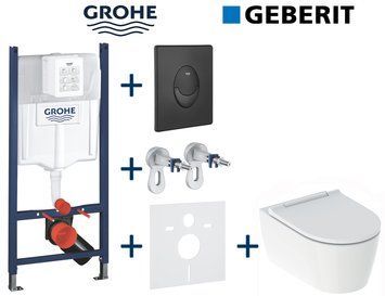 Комплект инсталляции Grohe Rapid SL 3884000G с унитазом Geberit One Rimless 500.201.01.1 с сиденьем Duroplast SoftClose 723945 фото