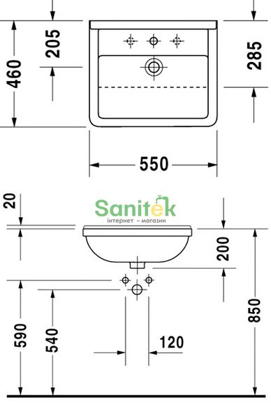 Умывальник Duravit Starck 3 55x46 см 0310550000 69906 фото