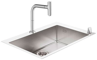 Кухонная мойка Hansgrohe C71-F660-08 ST (43202800) + Смеситель для кухни Hansgrohe Metris Select M71 73818800 с душем 305026 фото