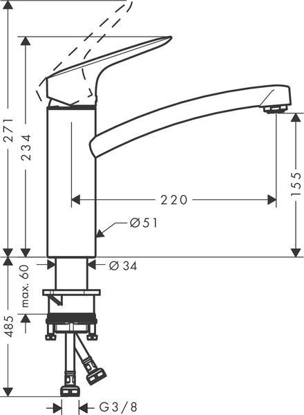 Смеситель для кухни Hansgrohe Logis M31 160 EcoSmart 71860000 (хром) 304606 фото