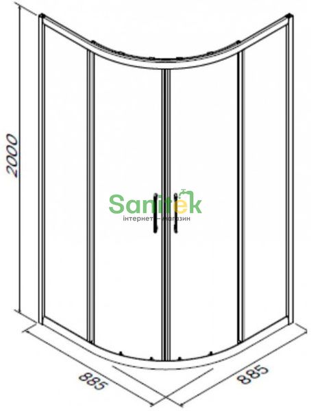 Душова кабіна Am.Pm Joy Round 90x90 (W95G-301-090CM) профіль графіт/скло тоноване 282949 фото