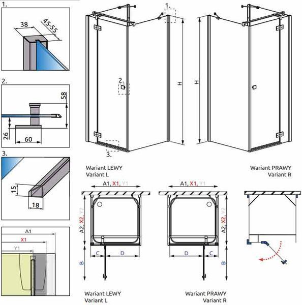 Бічна стінка Radaway Almatea KDJ+S/L2 90x100x90 (31554-01-01L2) профіль хром/скло прозоре 209819 фото