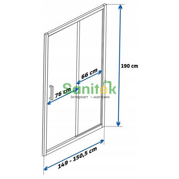 Душові двері Rea Slide Pro 150x190 (REA-K5308) профіль хром/скло прозоре 370961 фото