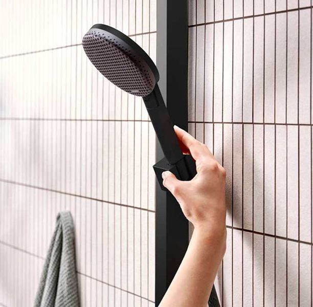 Душевая система Hansgrohe Raindance Alive Q 340/210 1jet EcoSmart ShowerSelect Comfort 24581670 с термостатом (черный матовый) 987222 фото