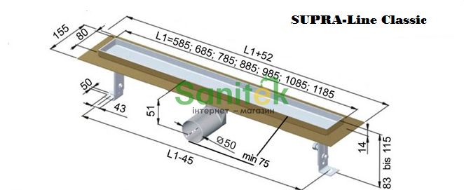 Душевой трап Inox Style L78503 с решёткой Круги big & small (785 мм) 150966 фото