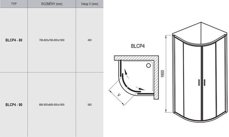 Душевая кабина Ravak Blix BLCP4-90x90 (3B270C00ZG) полированный профиль/стекло Grape 151833 фото