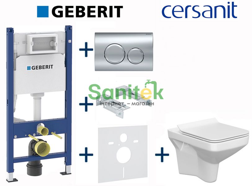Комплект інсталяції Geberit Duofix 458.126.00.1+115.127.21.1 з унітазом Cersanit Como Clean On з сидінням Soft Closing 696892 фото