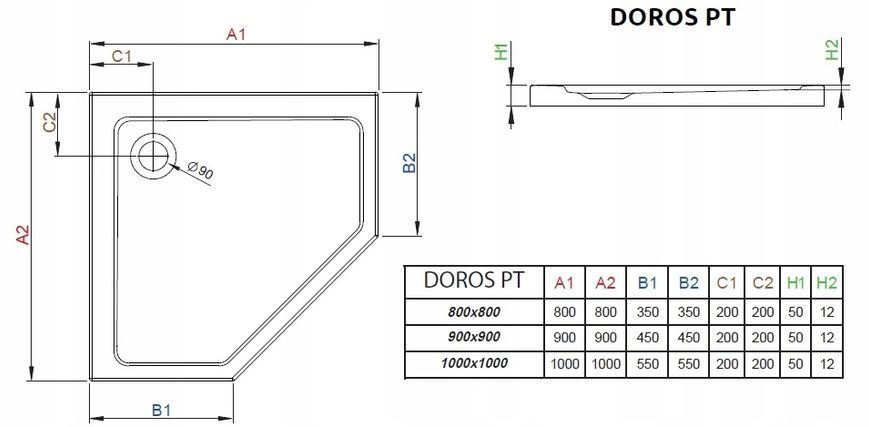 Душовий піддон Radaway Doros PT 100x100 (SDRPT1010-01) 279272 фото