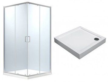 Душевая кабина Eger Heviz 90x90 (599-077/1+599-551/2) профиль хром/стекло прозрачное с поддоном + сифон 298411 фото