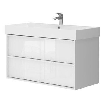 Тумба с умывальником Devit Quadra 100 (083100W) белый 845874 фото