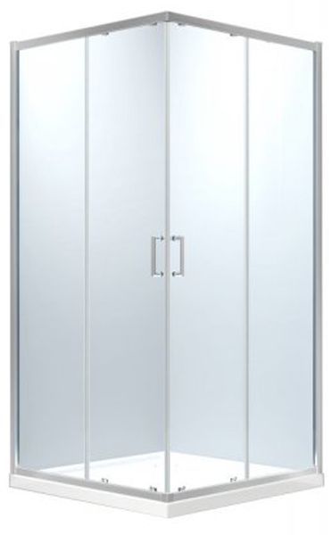 Душова кабіна Eger Heviz 90x90 (599-077/1+599-551/2) профіль хром/скло прозоре з піддоном + сифон 298411 фото