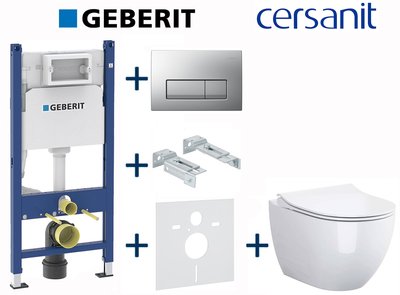 Комплект инсталляции Geberit Duofix 458.126.00.1+115.119.46.1 с унитазом Cersanit Zen Clean On с сиденьем Soft Closing 697027 фото