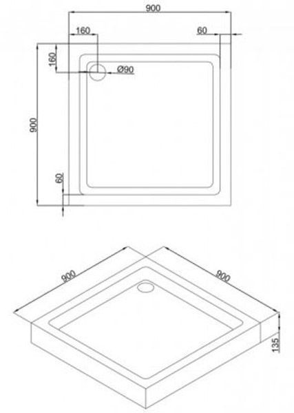 Душова кабіна Eger Heviz 90x90 (599-077/1+599-551/2) профіль хром/скло прозоре з піддоном + сифон 298411 фото