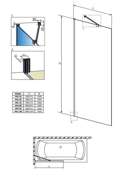 Шторка для ванни Radaway Idea Black PNJ 50 Frame (10001050-54-56) чорний профіль/скло прозоре 280997 фото