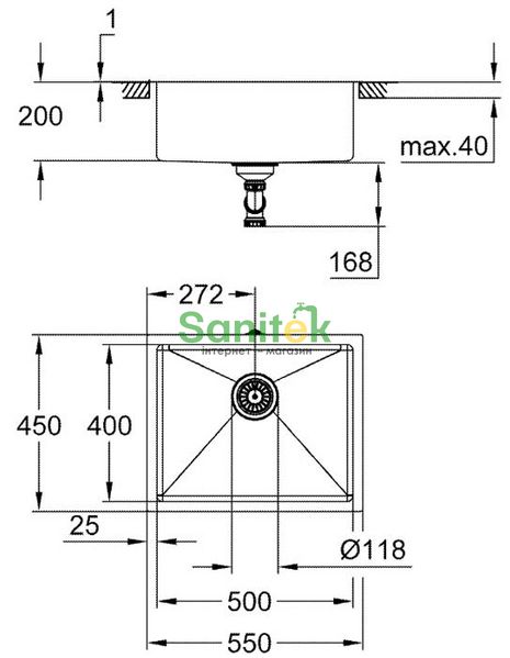 Кухонная мойка Grohe K700U 55x45 (31574SD1) 382870 фото