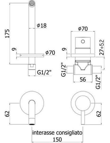 Смеситель для умывальника Paffoni Light LIG006CR70 скрытого монтажа (хром) 386402 фото
