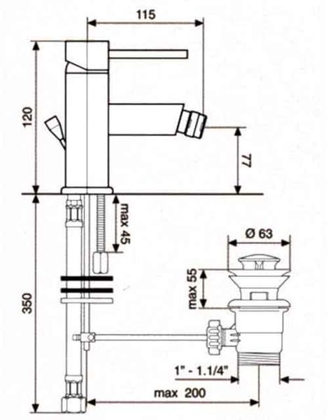 Смеситель для биде Emmevi Piper SC45004 (мат-хром) 265 фото
