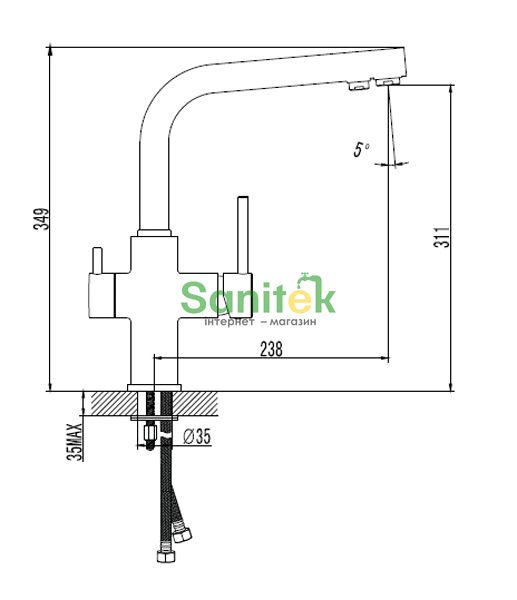 Змішувач для кухні Imprese Daicy 55009S-F з підключенням питної води та з системою зворотного осмосу Ecosoft Standart 5-ти ступінчата (сатин) 162762 фото