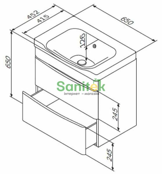 Тумба с умывальником Am.Pm Like 65 см (M80-FHX0652V-WC0652-38) белый/венге 213373 фото