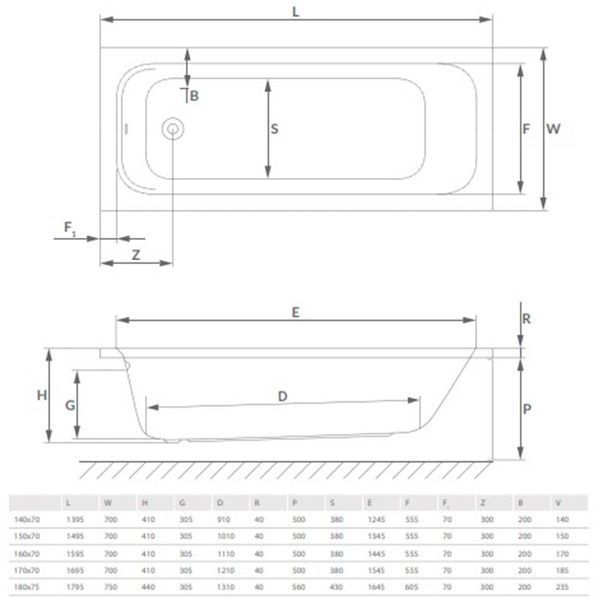 Ванна акрилова Radaway Mia Eco 180x75 (WA1-55-180x075) з ніжками 685985 фото